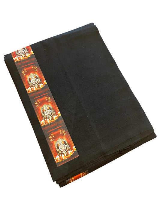 Southloom Black Printed Ayyapan Single Mundu / Otta Mundu (South Indian Kerala Dhoti)