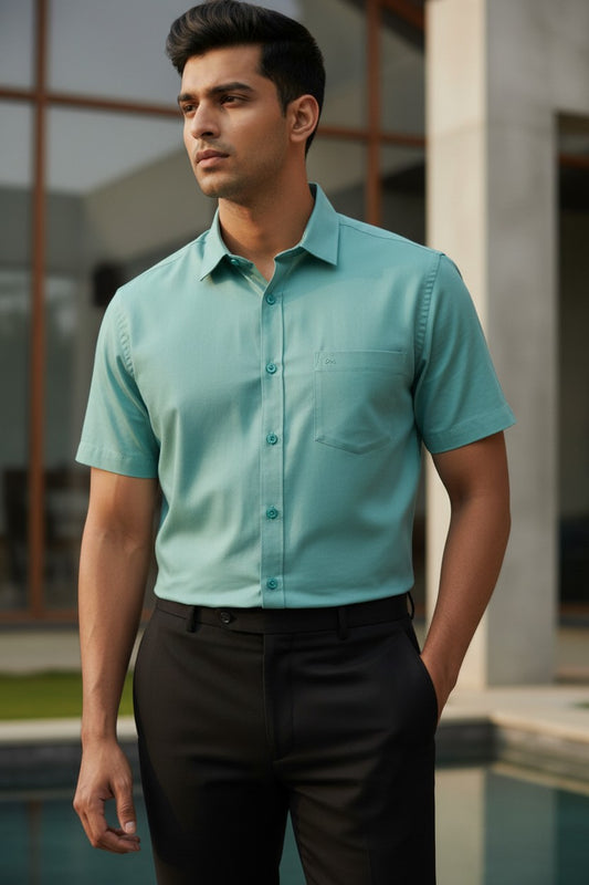 Southloom Pure Cotton Green Plain Shirt SLSHIRT 46 HS