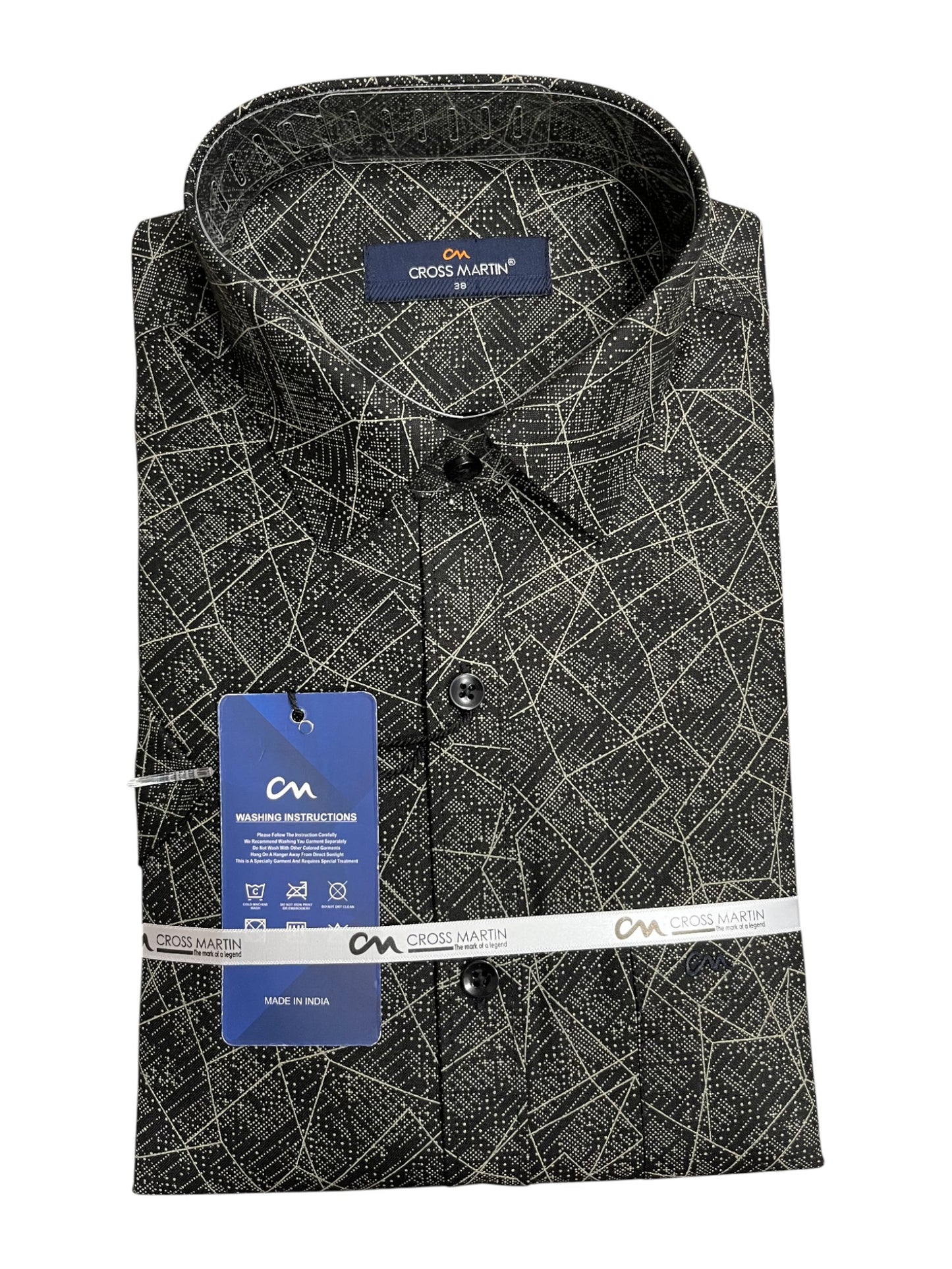 Southloom Pure Cotton Black Printed Shirt (38 HS)
