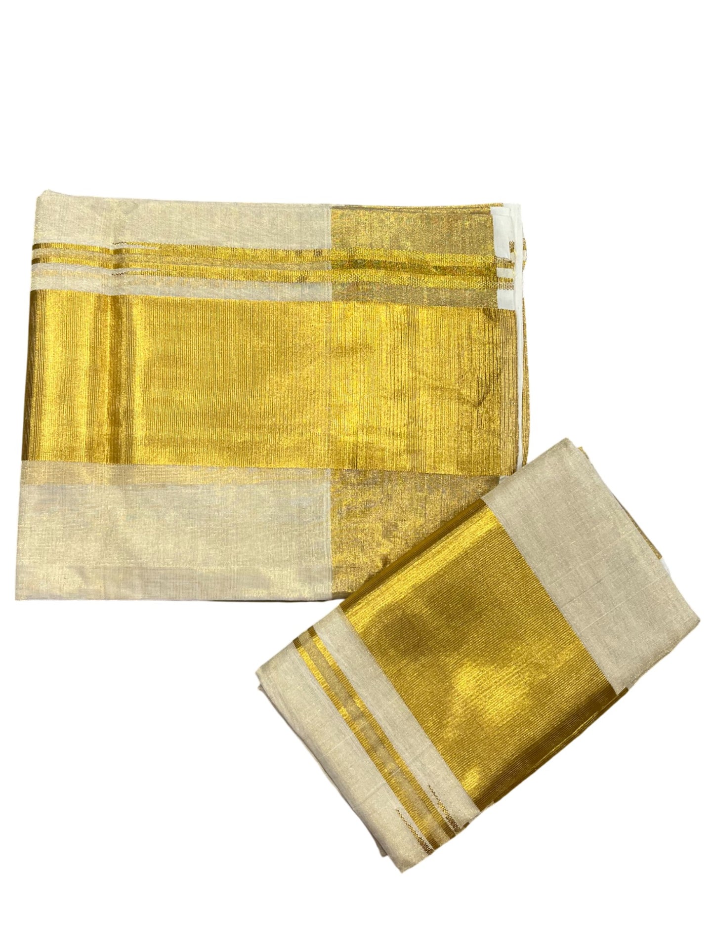 Southloom Premium Handloom Set Mundu with Kasavu and Golden Border (2.80 Mtr)