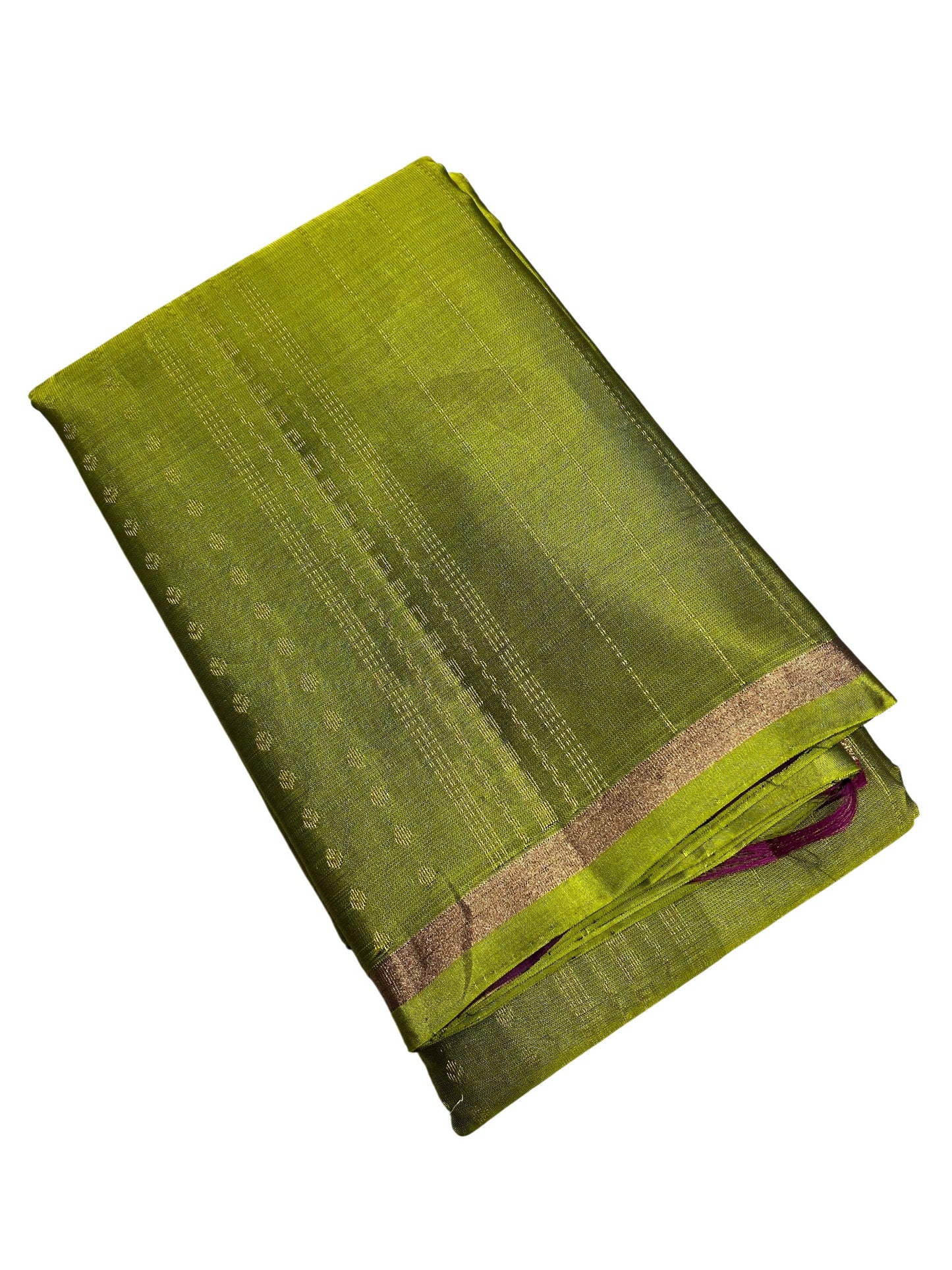 Southloom Pure Handloom Kanchipuram Silk Saree with Korvai Work (Green & Violet)