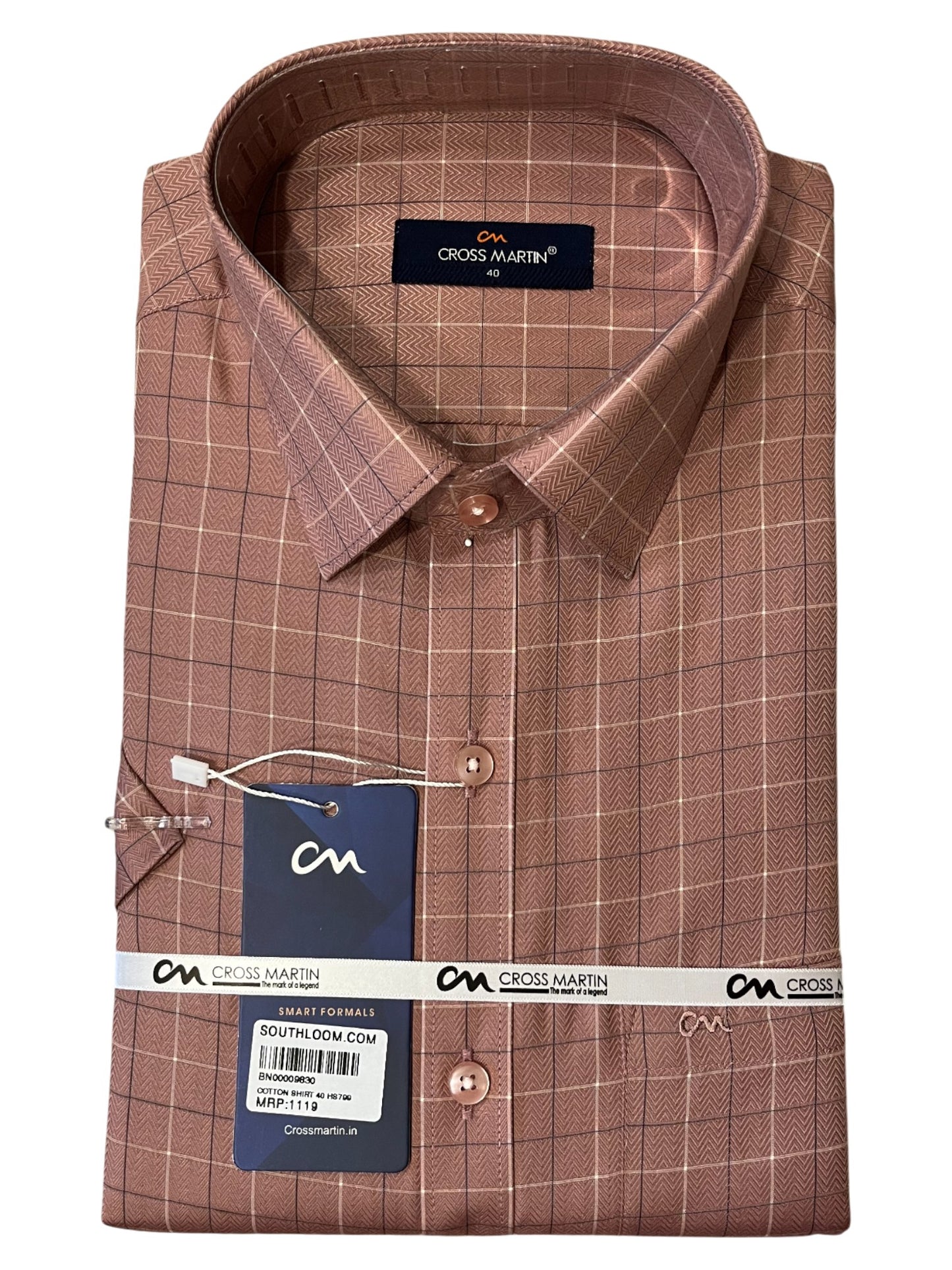 Southloom Pure Cotton Brown Cheack Shirt (40 HS)