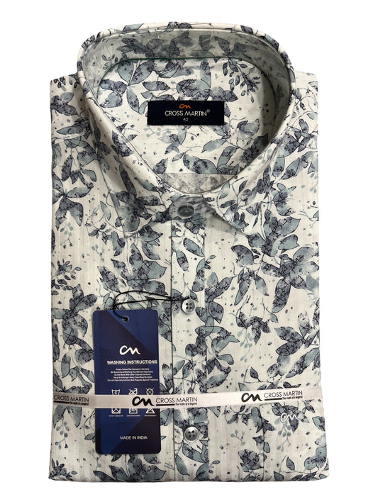 Southloom Pure Cotton Blue Printed Shirt(XL FS)