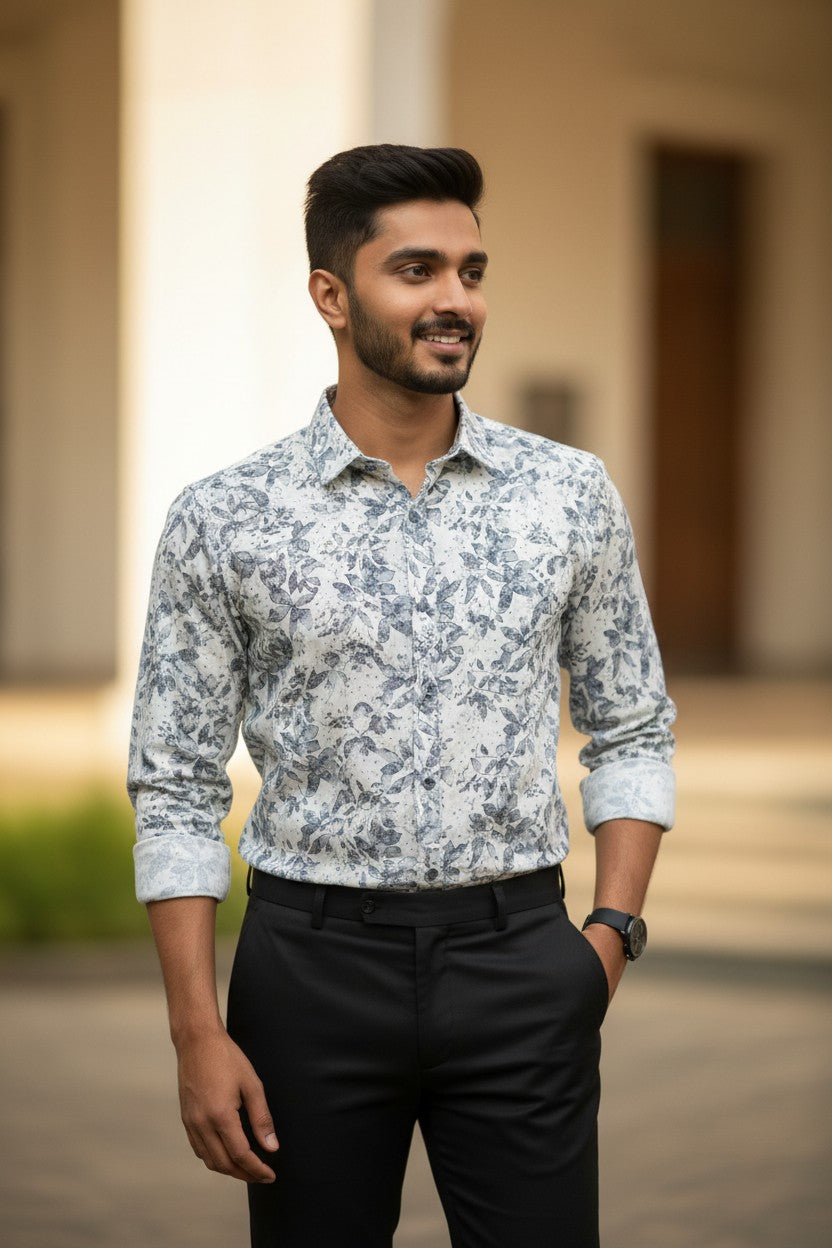 Southloom Pure Cotton Blue Printed Shirt SLSHIRT 42 FS