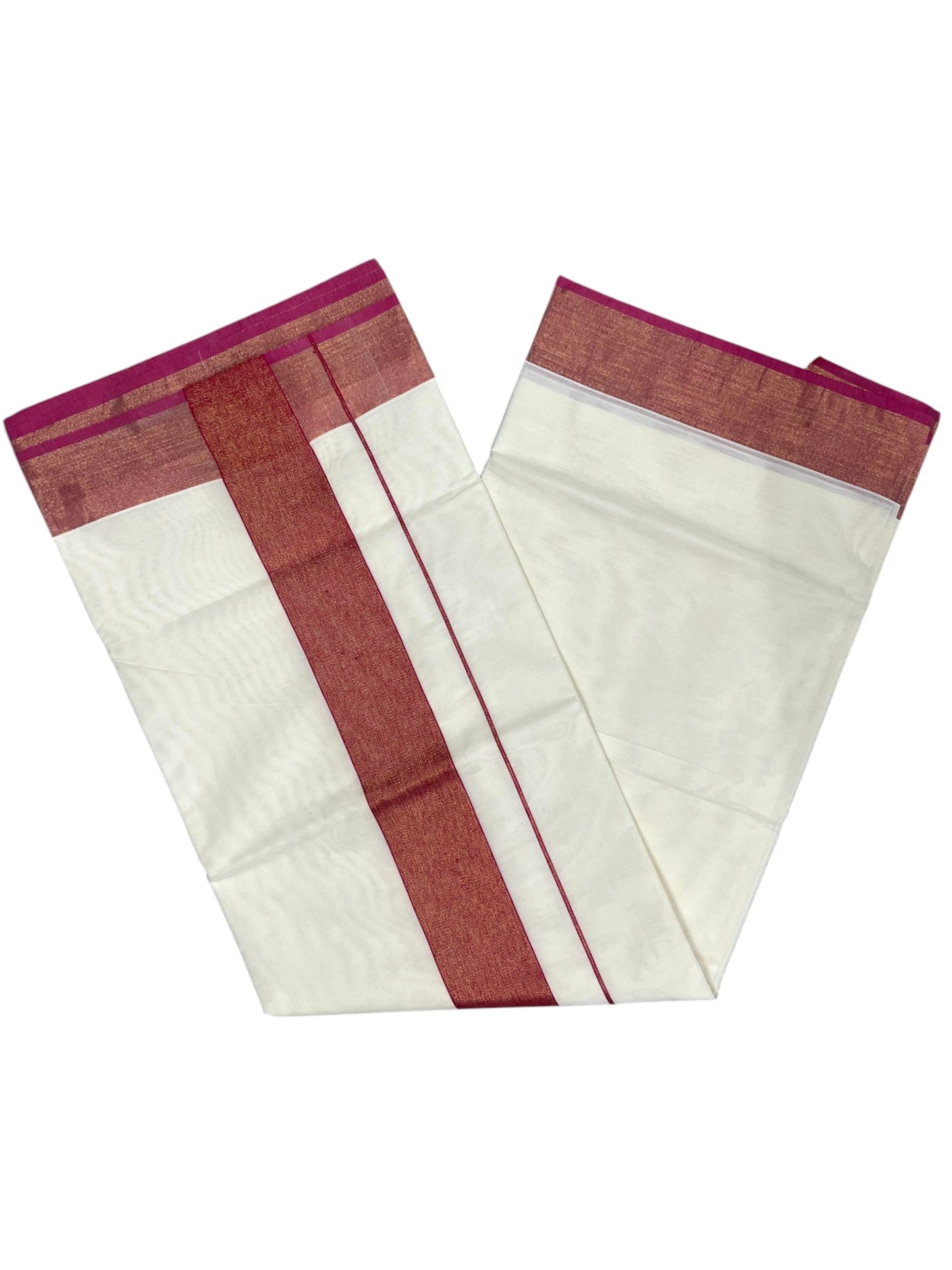 Southloom Cotton Kerala Saree with Pink Border