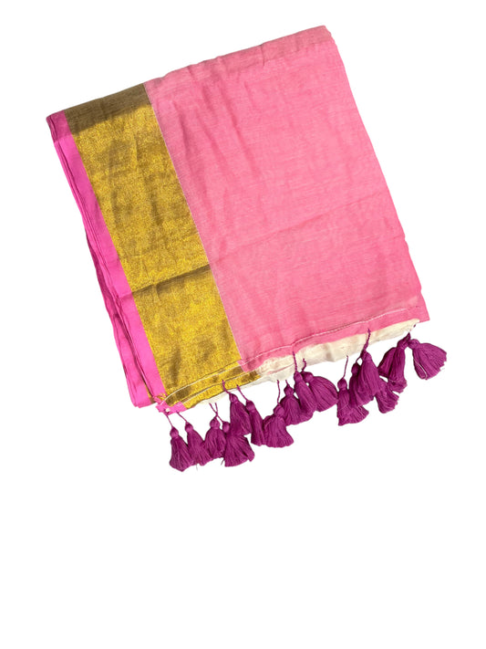 Southloom Mul Cotton 120 x 120 Soft Fabric Saree in pink Colour