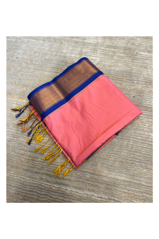 Southloom South Silk Pattu Saree With Pink Body and Blue Pallu