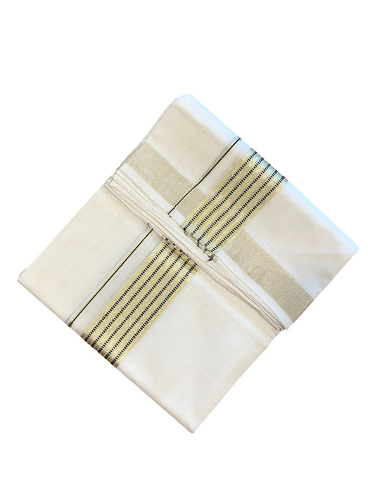 Southloom Premium Handloom Cotton Gold Kasavu Double Mundu