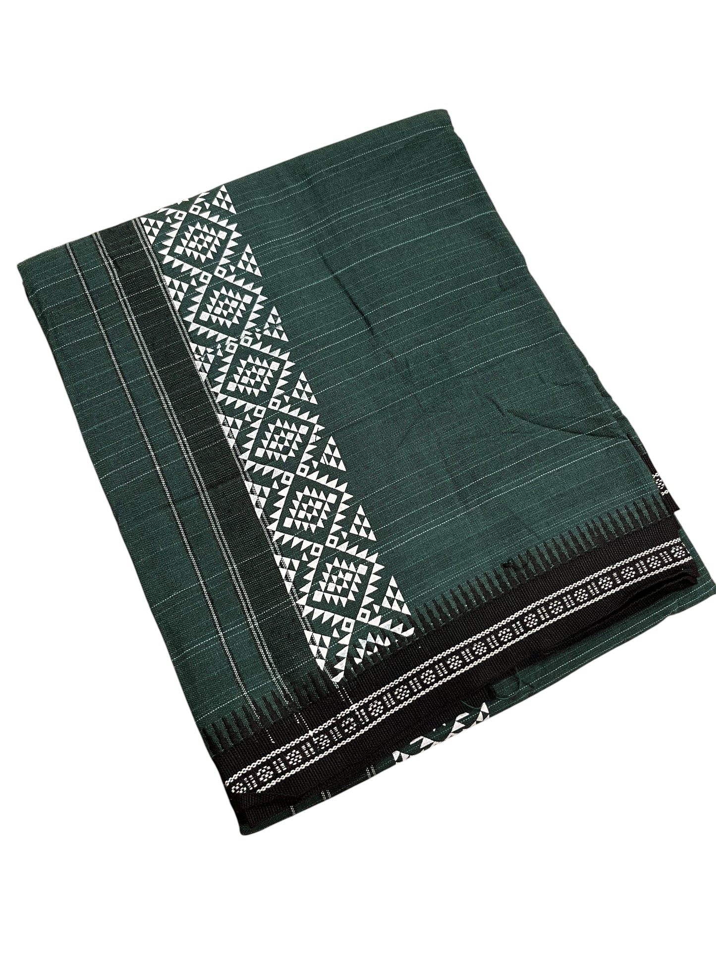 Southloom Green Printed Single Mundu / Otta Mundu / Lungi (South Indian Kerala Dhoti)
