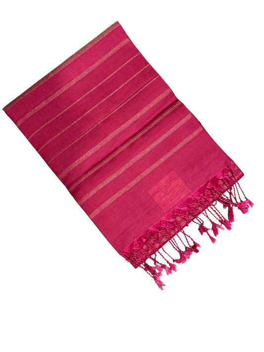 Southloom Pure Handloom Kanchipuram Silk Saree with Korvai Work (Magenta)