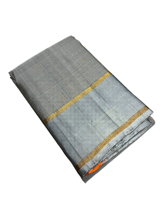 Southloom Premium Bridal Handloom Kanchipuram Silk Saree With Korvai Works (Grey)