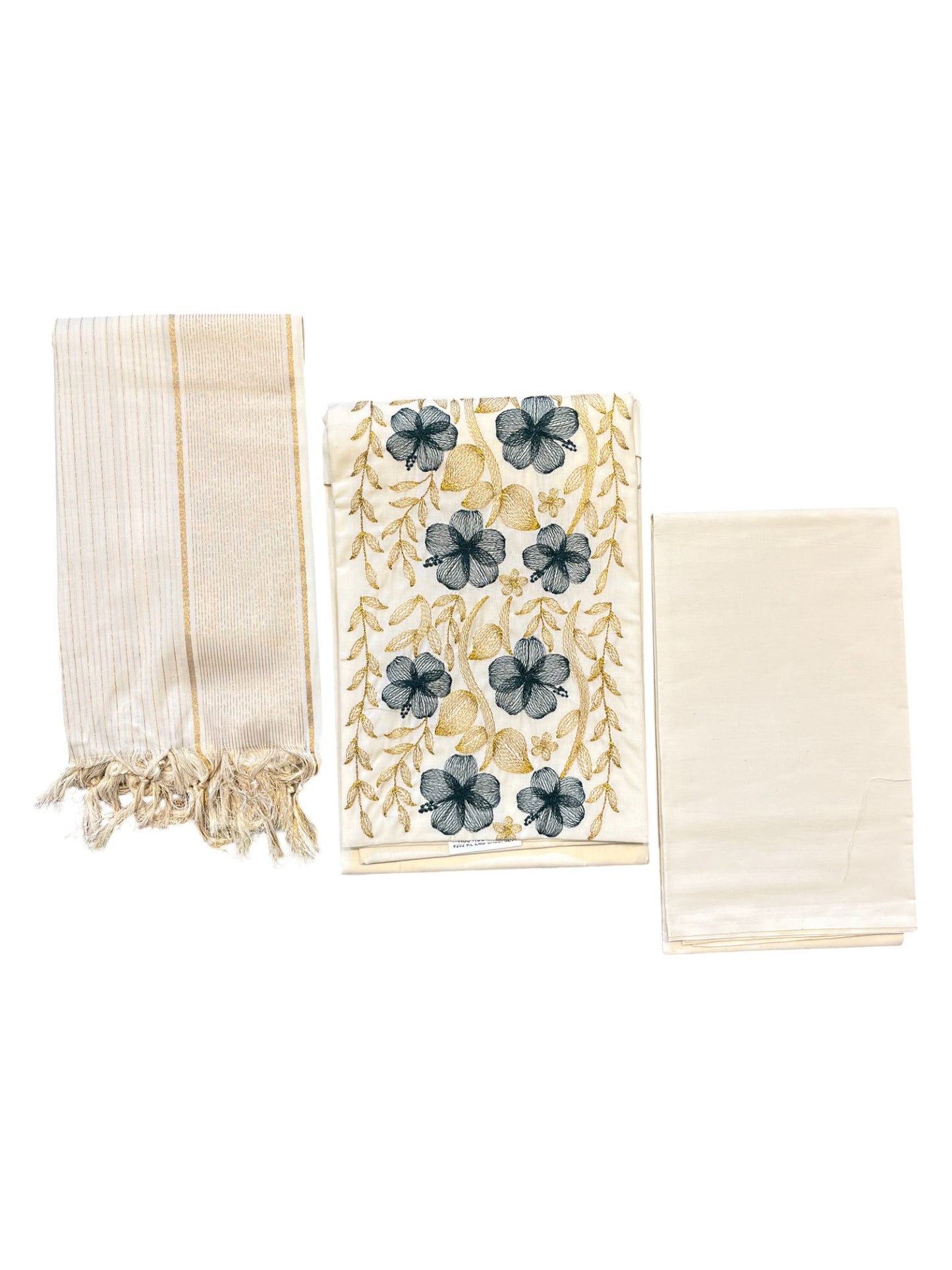 Southloom™ Cotton Churidar Salwar Suit Material with  Green Embroidery Work (include Lines Shawl / Dupatta)