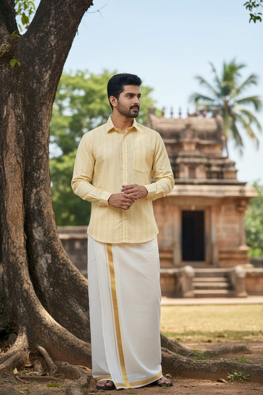 Pure Cotton Yellow Plain Shirt SLSHIRT 48 FS