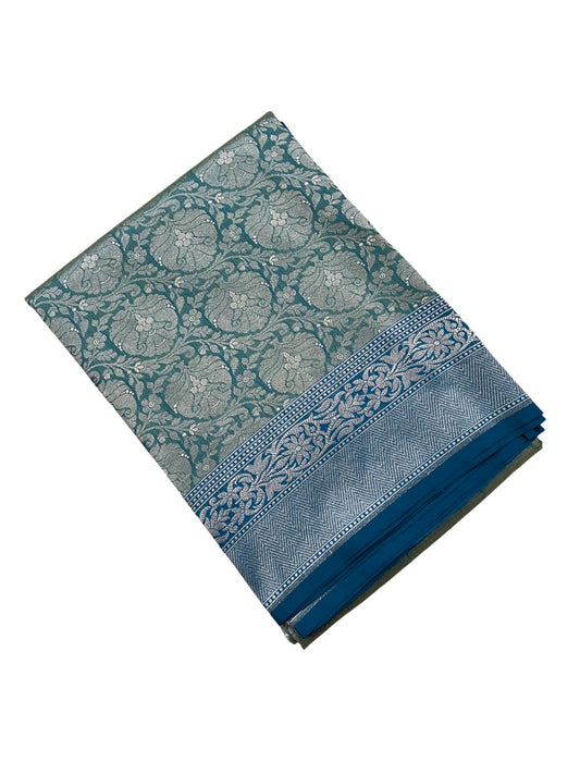 Southloom Pure Banarasi Silk Saree with Woven Work on Body and Borders (Blue)