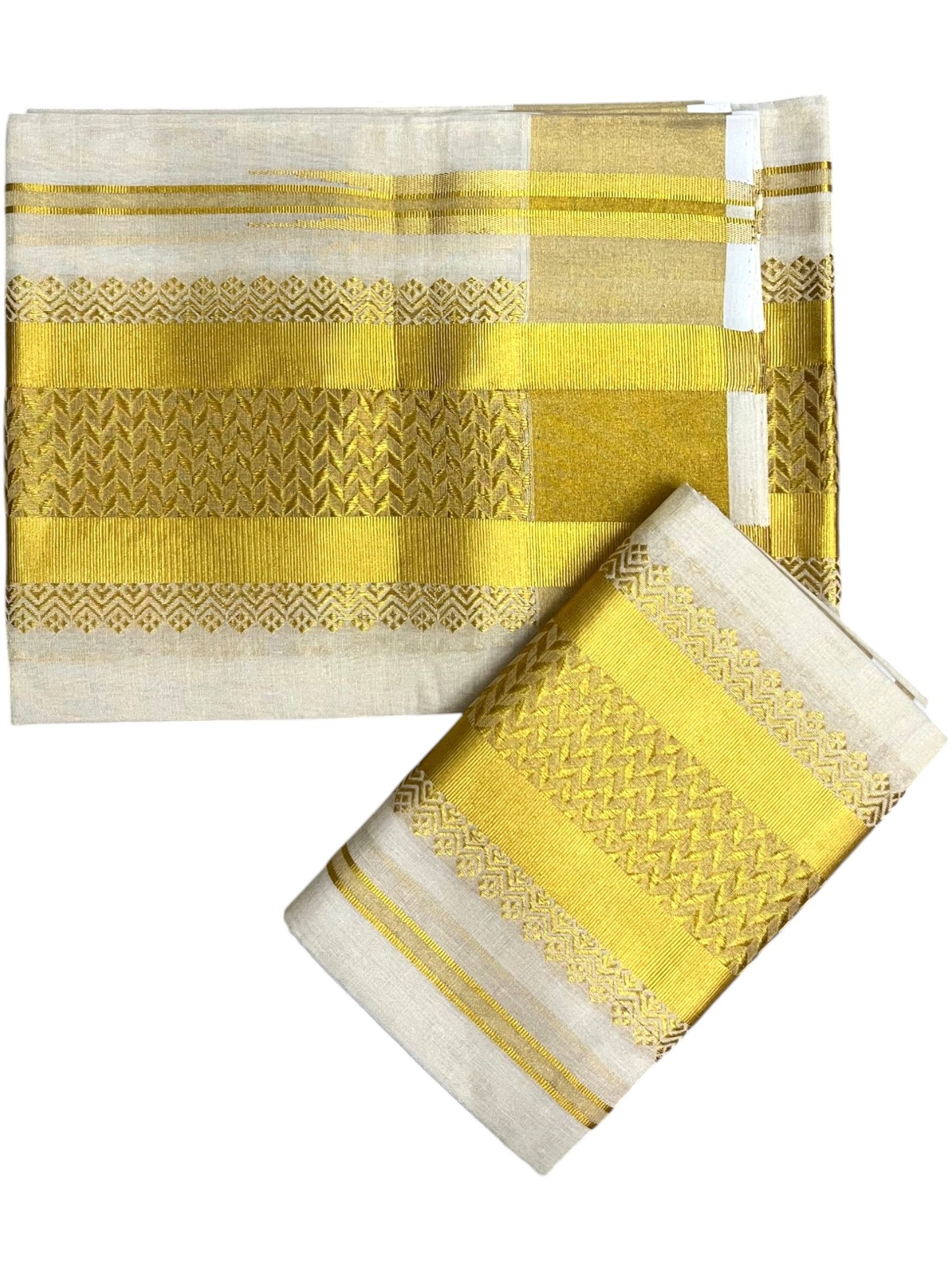 Southloom Premium Tissue Handloom Set Mundu with Chuttikara Kasavu Border (2.80 Mtr) SL632