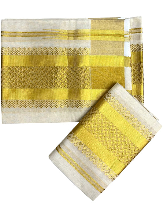 Southloom Premium Tissue Handloom Set Mundu with Chuttikara Kasavu Border (2.80 Mtr) SL632