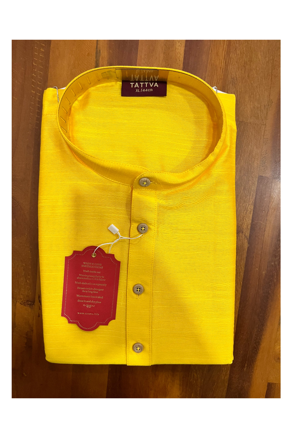 Southloom Semi Silk Short Kurta for Men in Yellow Colour