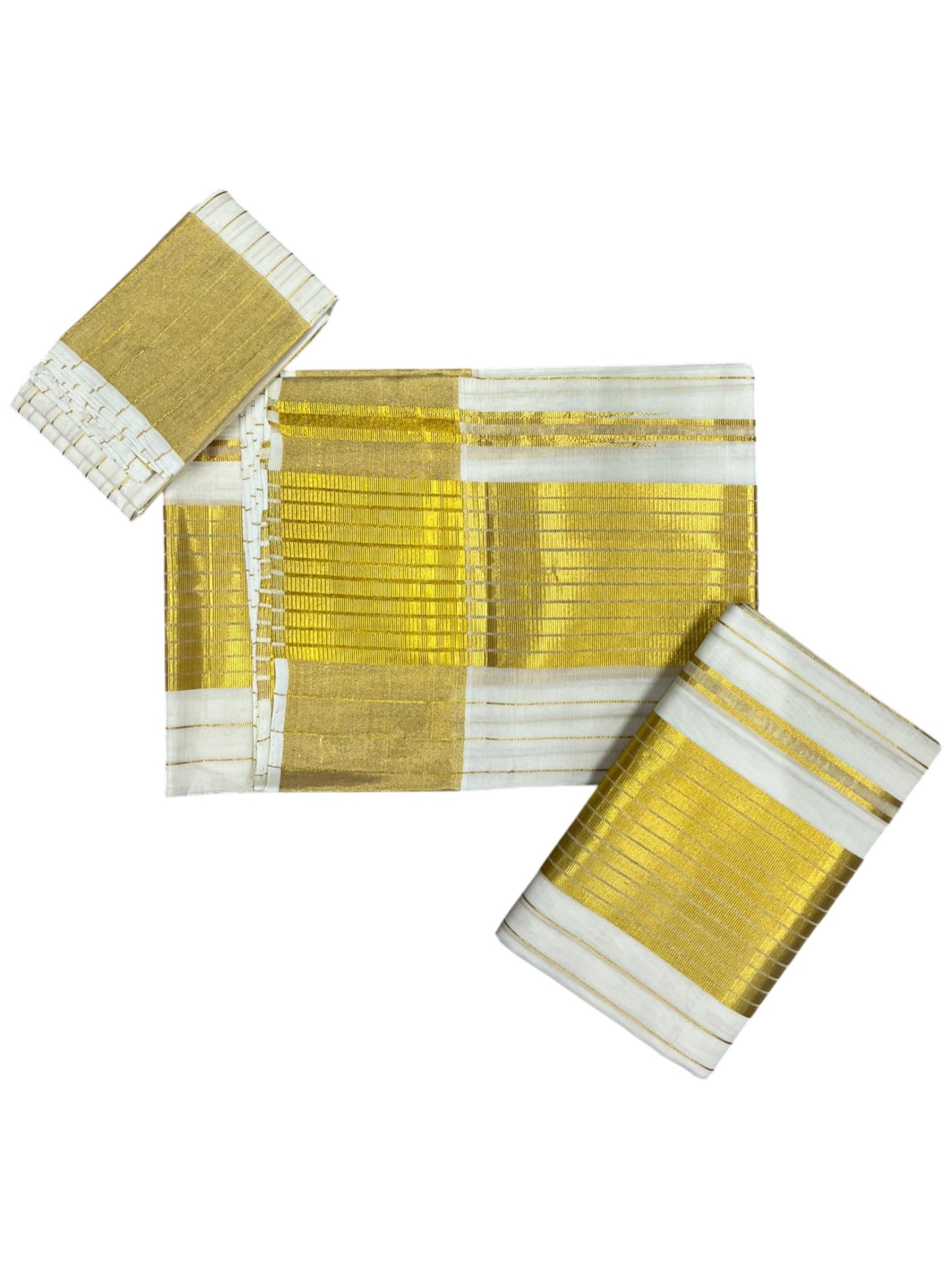 Southloom Super Premium Balaramapuram Handloom Cotton Wedding Pudava Set Mundu with Stripes on Body in 2.80 Mtrs