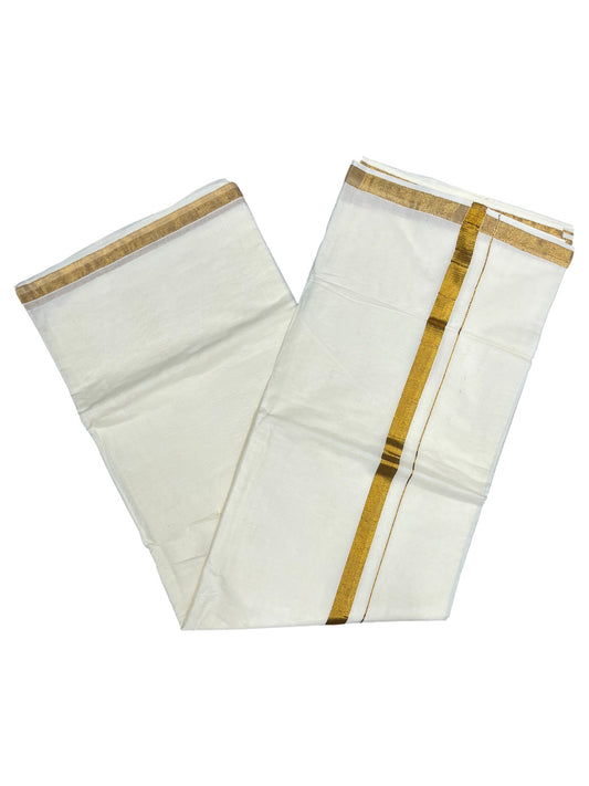 Southloom Pure Cotton Kerala Saree with 1 inch Gold Kasavu Border