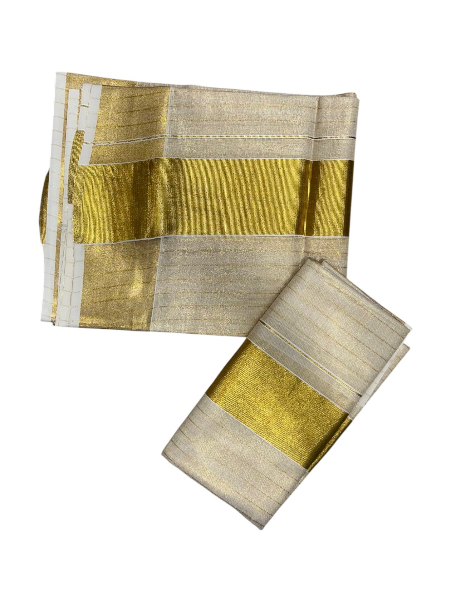 Southloom Kerala Tissue Single Set Mundu (Mundum Neriyathum) with  Kasavu Lines Across Body SL338