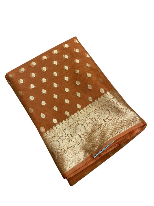 Southloom Cotton Banarasi Silk Saree with Woven Work on Body and Borders