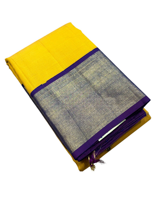 Southloom Premium Handloom Bridal Kanchipuram Silk Saree  (Yellow )