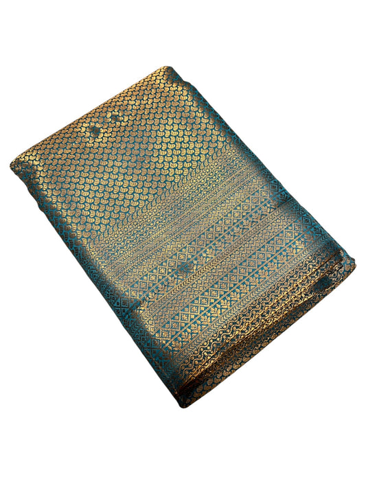 Southloom Premium Semi Silk Zari Work Brocade Saree in Bridal Blue with Matching Pallu