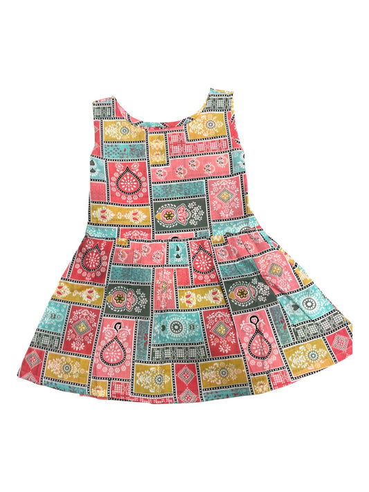 Southloom Pure Cotton Jaipur Printed Frocks for Girls (Age 1-2)