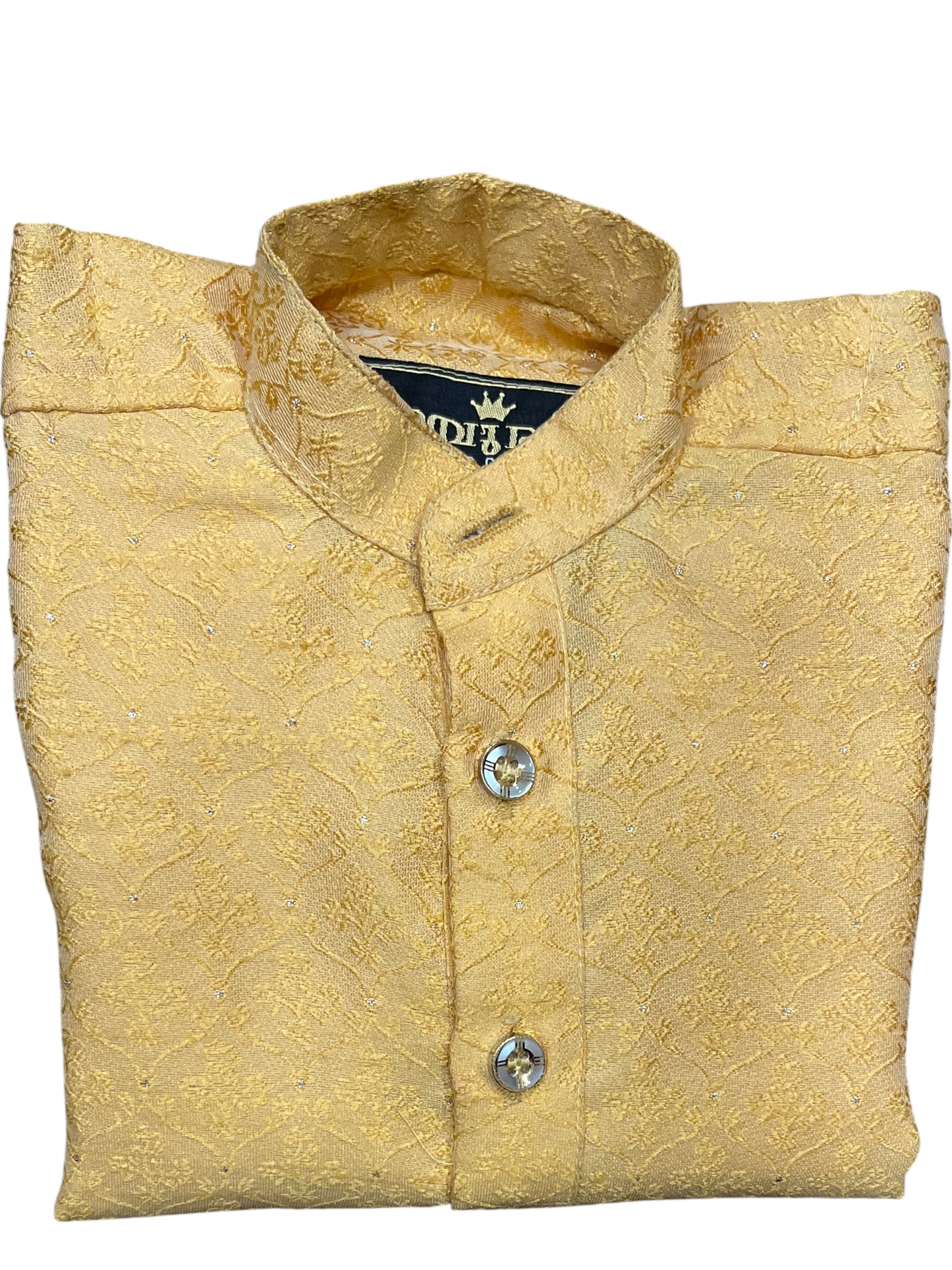 Southloom Semi Silk Short Kurta for Kids in Golden Colour