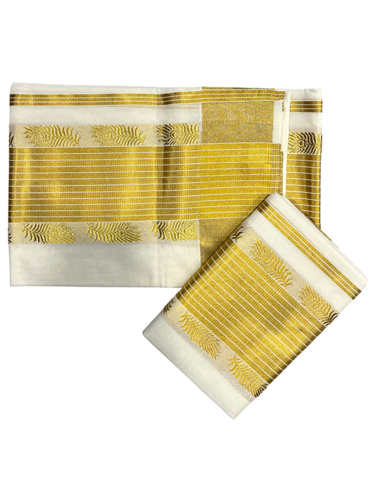 Southloom Premium Handloom Set Mundu with Kasavu and Golden Border (2.80 Mtr)