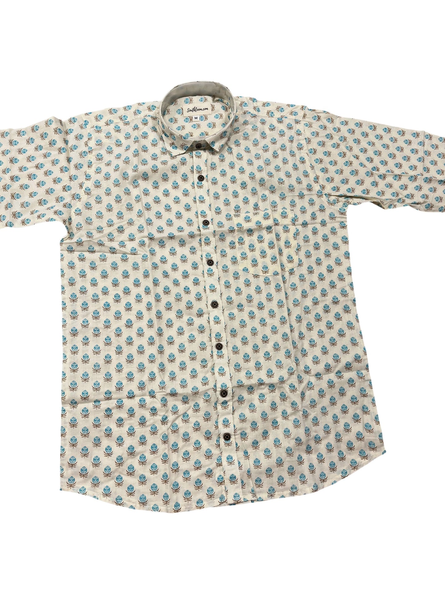 Southloom Jaipur Pure Cotton Block Printed Shirt for Men (Medium)