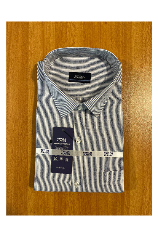 Pure Cotton Blue Shirt with White Lines (46 FS)