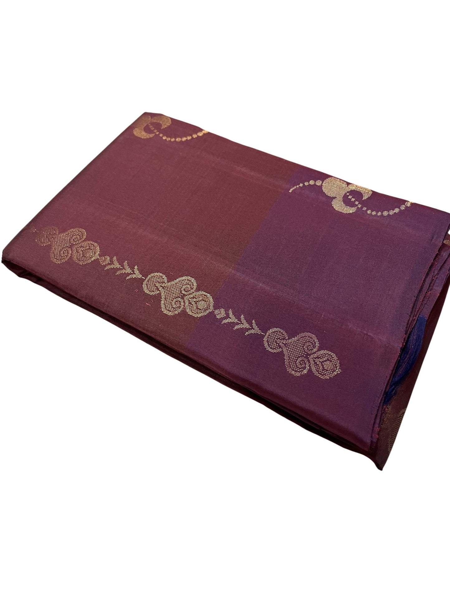 Southloom Pure Handloom Kanchipuram Silk Saree with Butta Work (Brown & Violet)