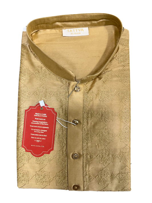 Southloom Semi Silk Short Kurta for Men in Beige Colour