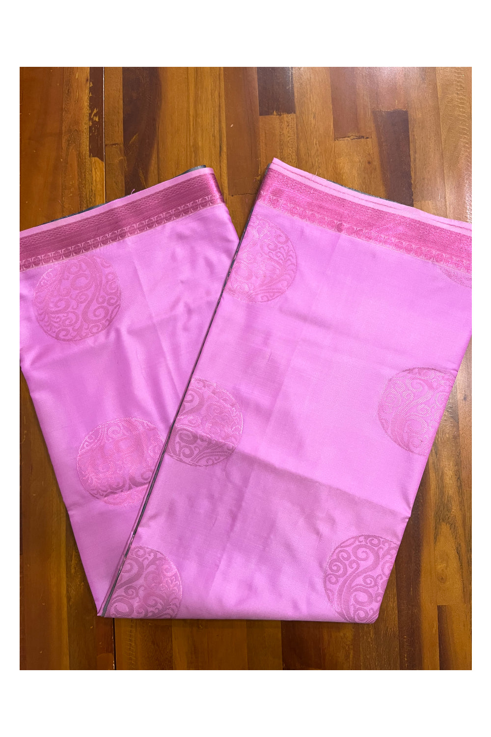 Southloom Soft Silk Light Magenta Designer Woven Saree with Heavy Work on Pallu