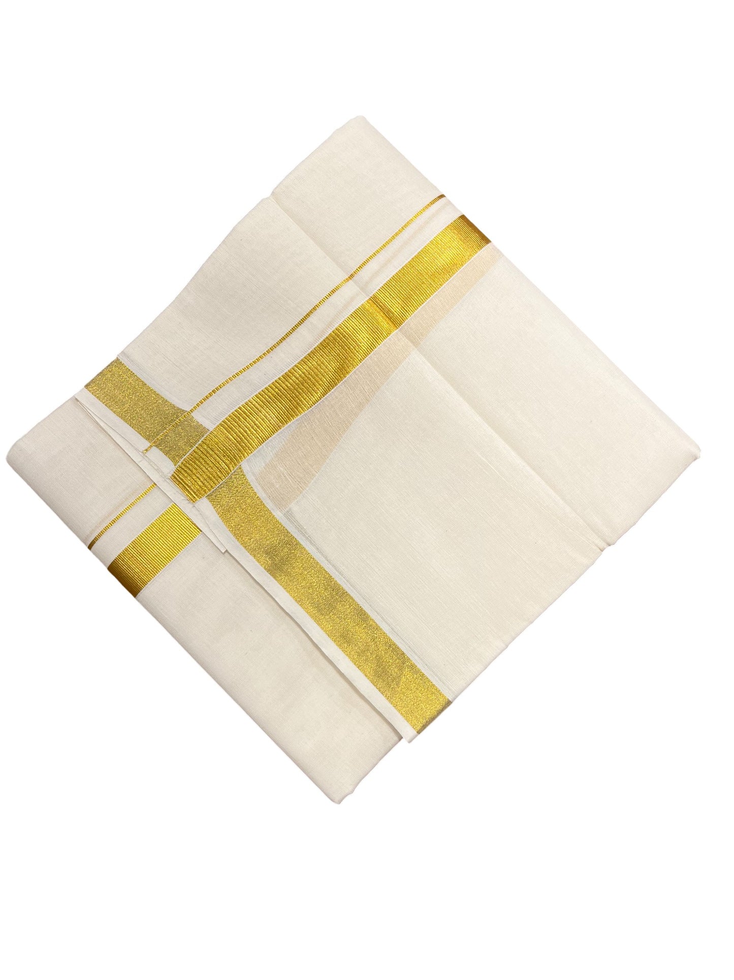 Southloom Kerala Pure Cotton Double Mundu with Kasavu Kara (South Indian Dhoti)