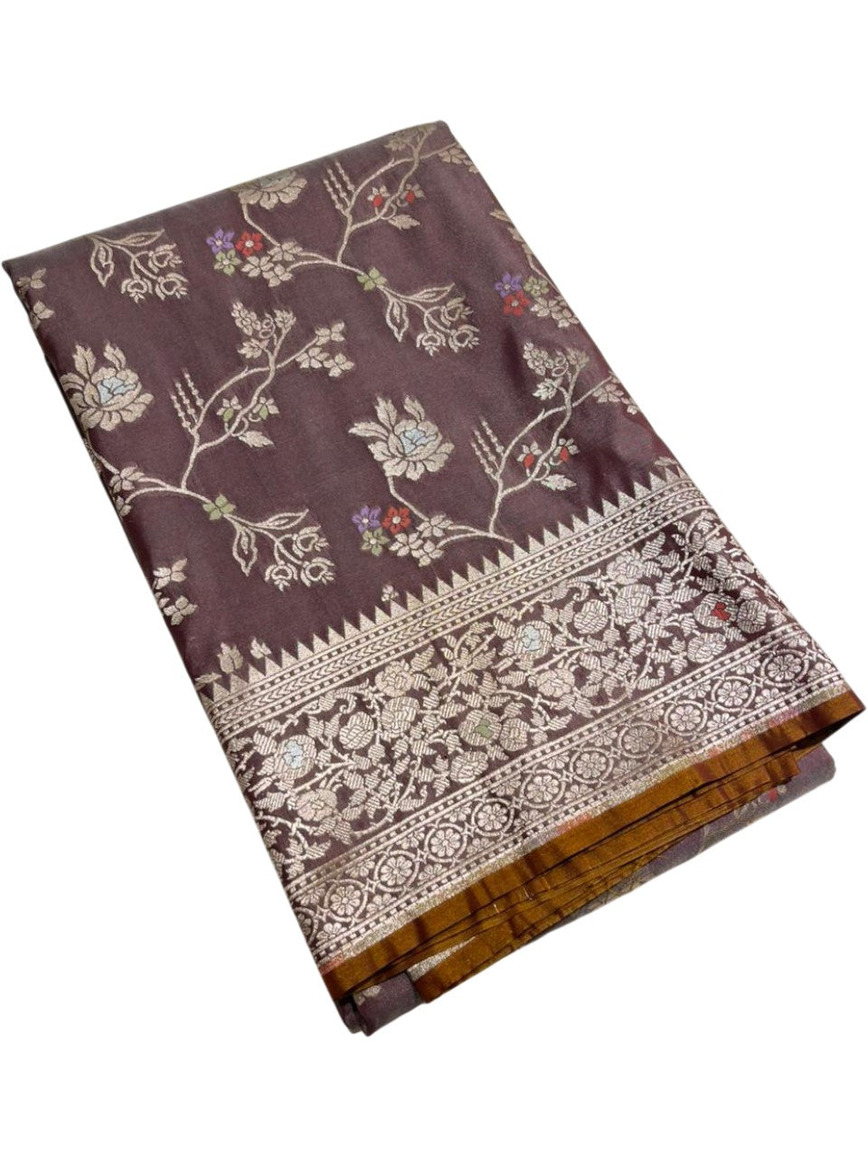 Southloom Pure Banarasi Silk Saree with Woven Work on Body and Borders ( Brown)