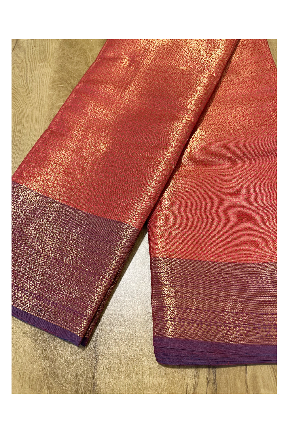 Southloom Premium Semi Silk Zari Work Brocade Saree in Bridal Red with Matching Pallu (Kanchipuram Pattu Saree)