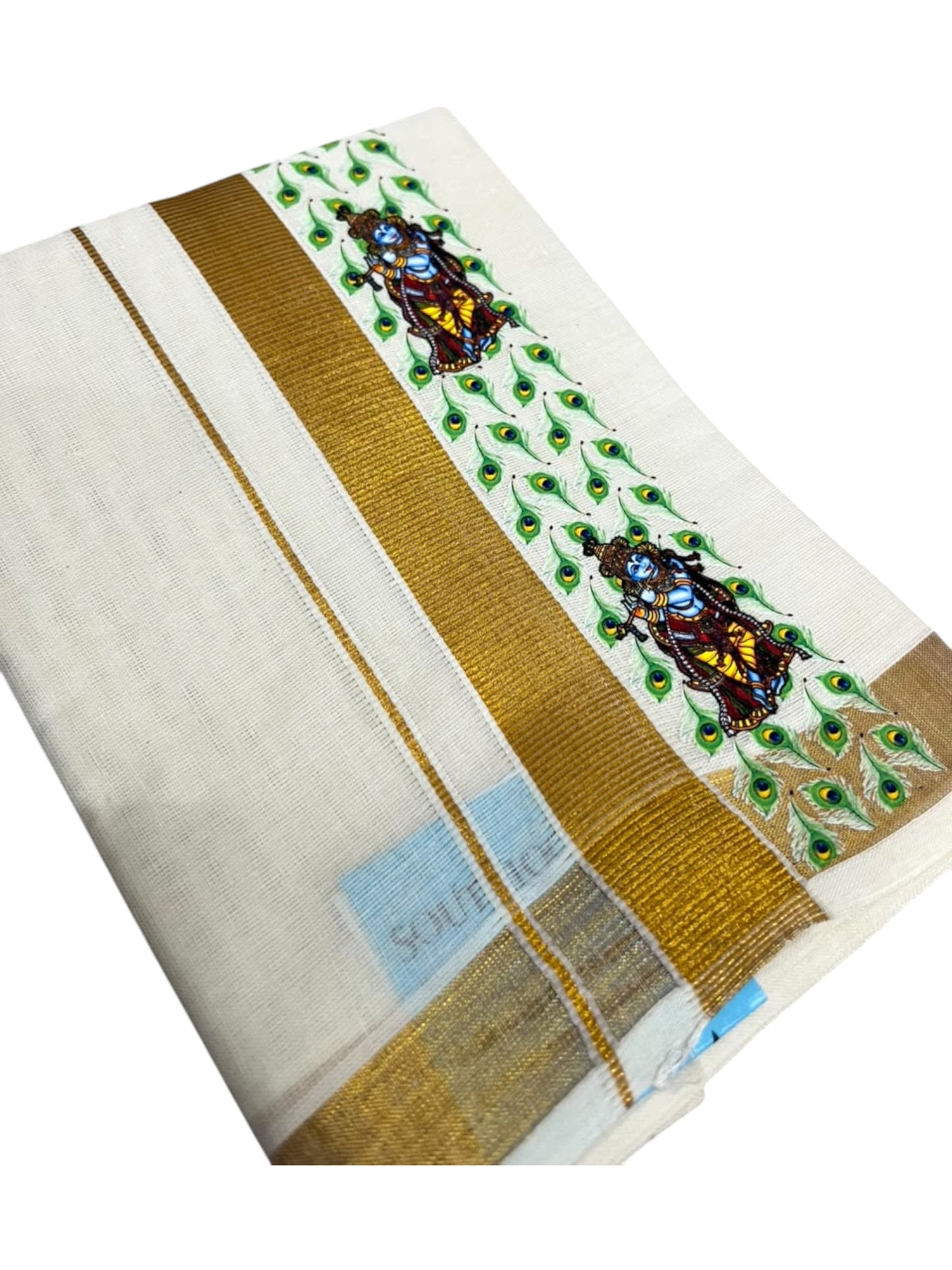 Southloom Cotton Kasavu Printed Kids's Velcro Mundu SLK
