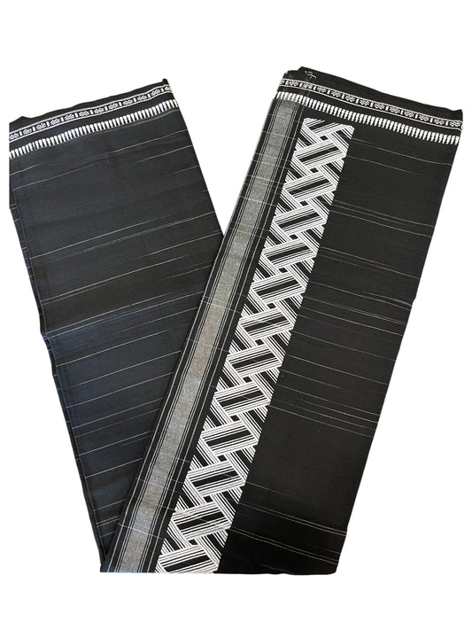 Southloom Black Printed Single Mundu / Otta Mundu / Lungi (South Indian Kerala Dhoti)