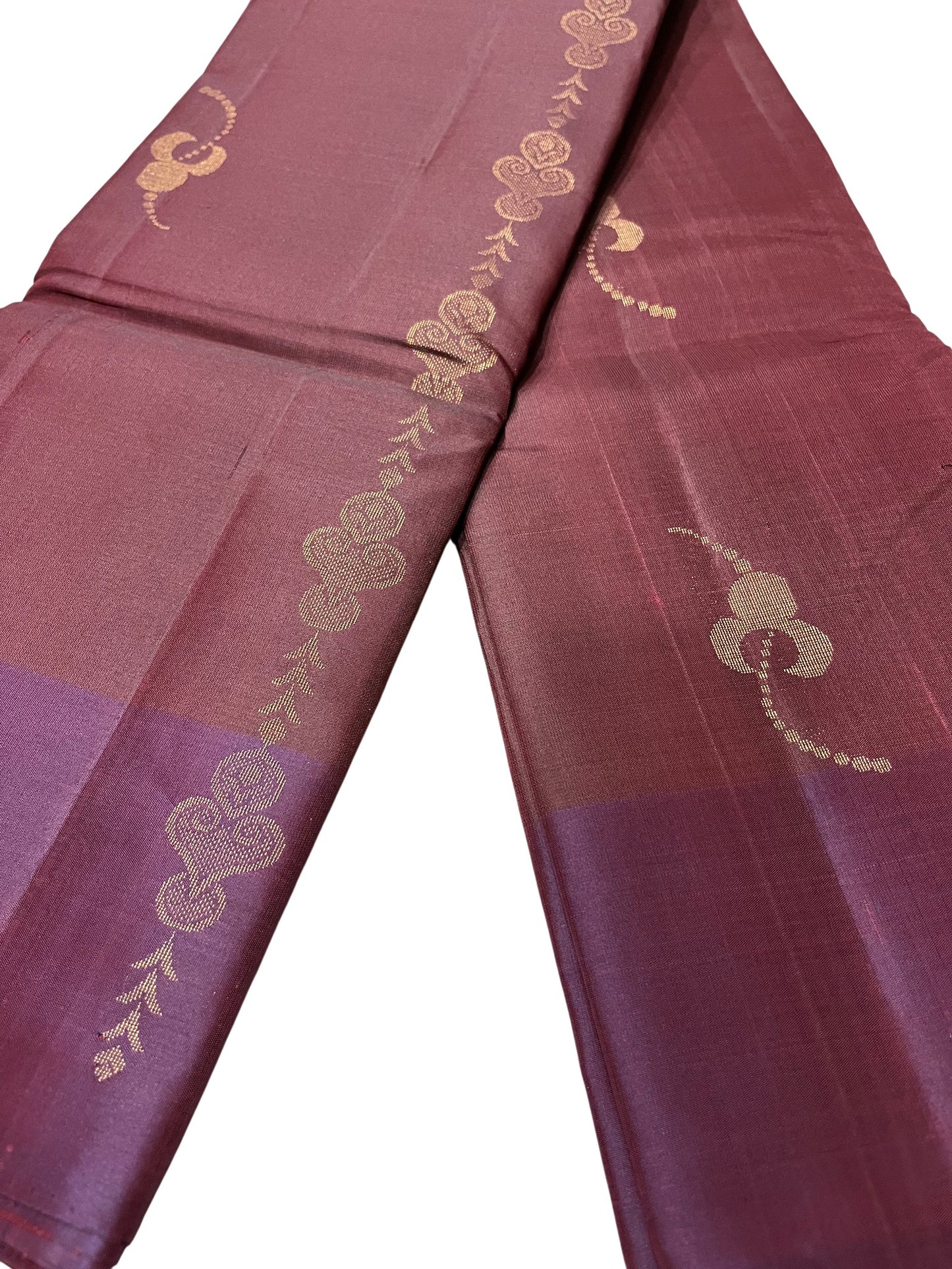 Southloom Pure Handloom Kanchipuram Silk Saree with Butta Work (Brown & Violet)