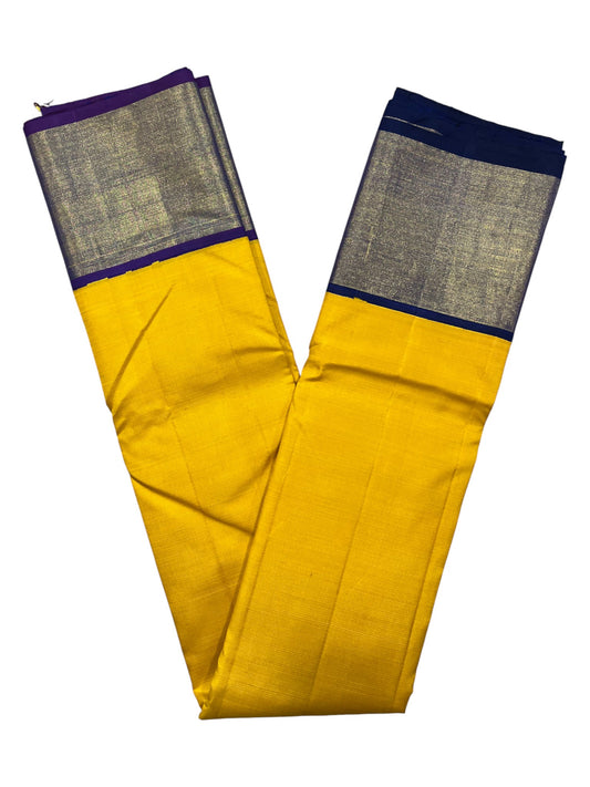 Southloom Premium Handloom Bridal Kanchipuram Silk Saree  (Yellow )