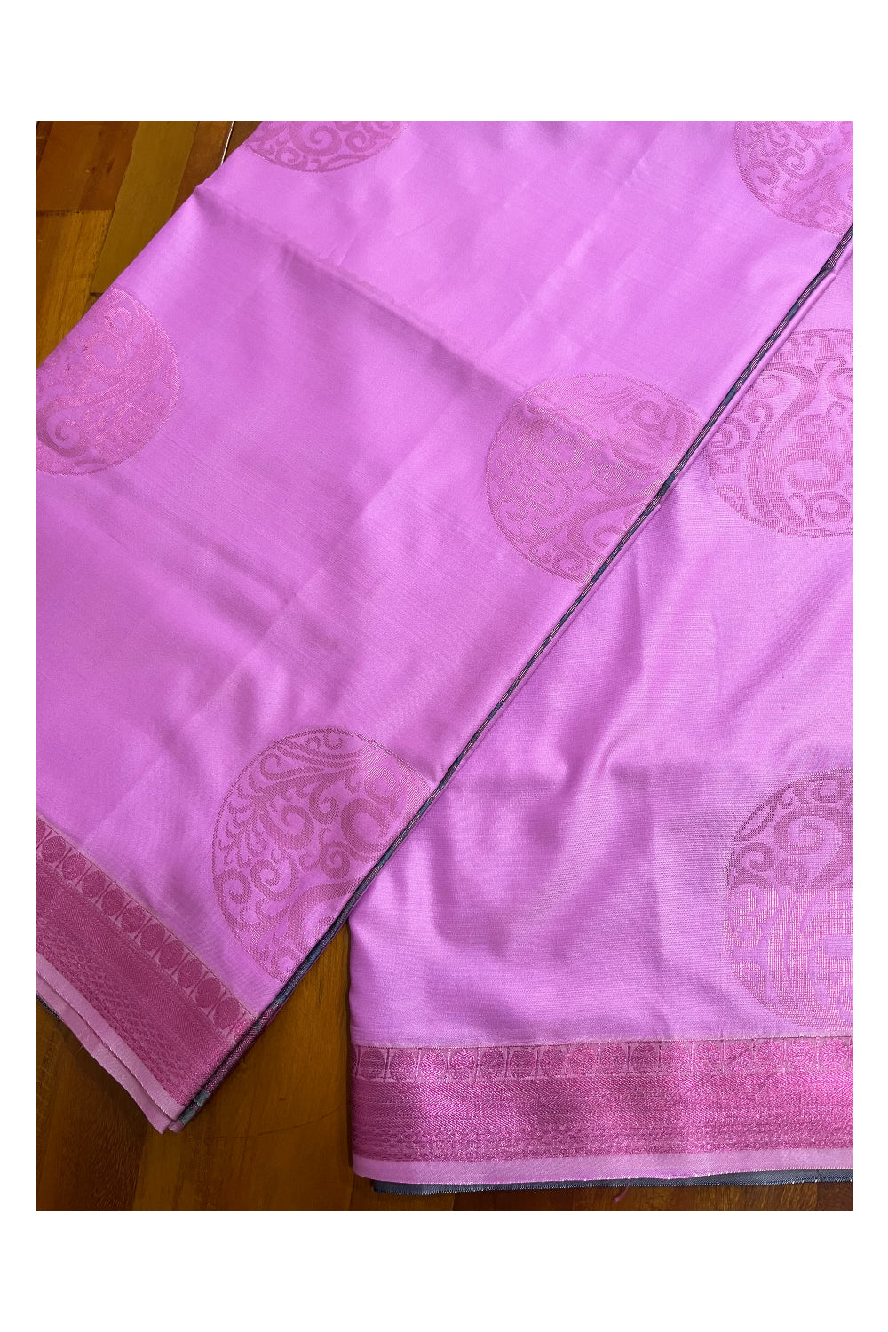 Southloom Soft Silk Light Magenta Designer Woven Saree with Heavy Work on Pallu