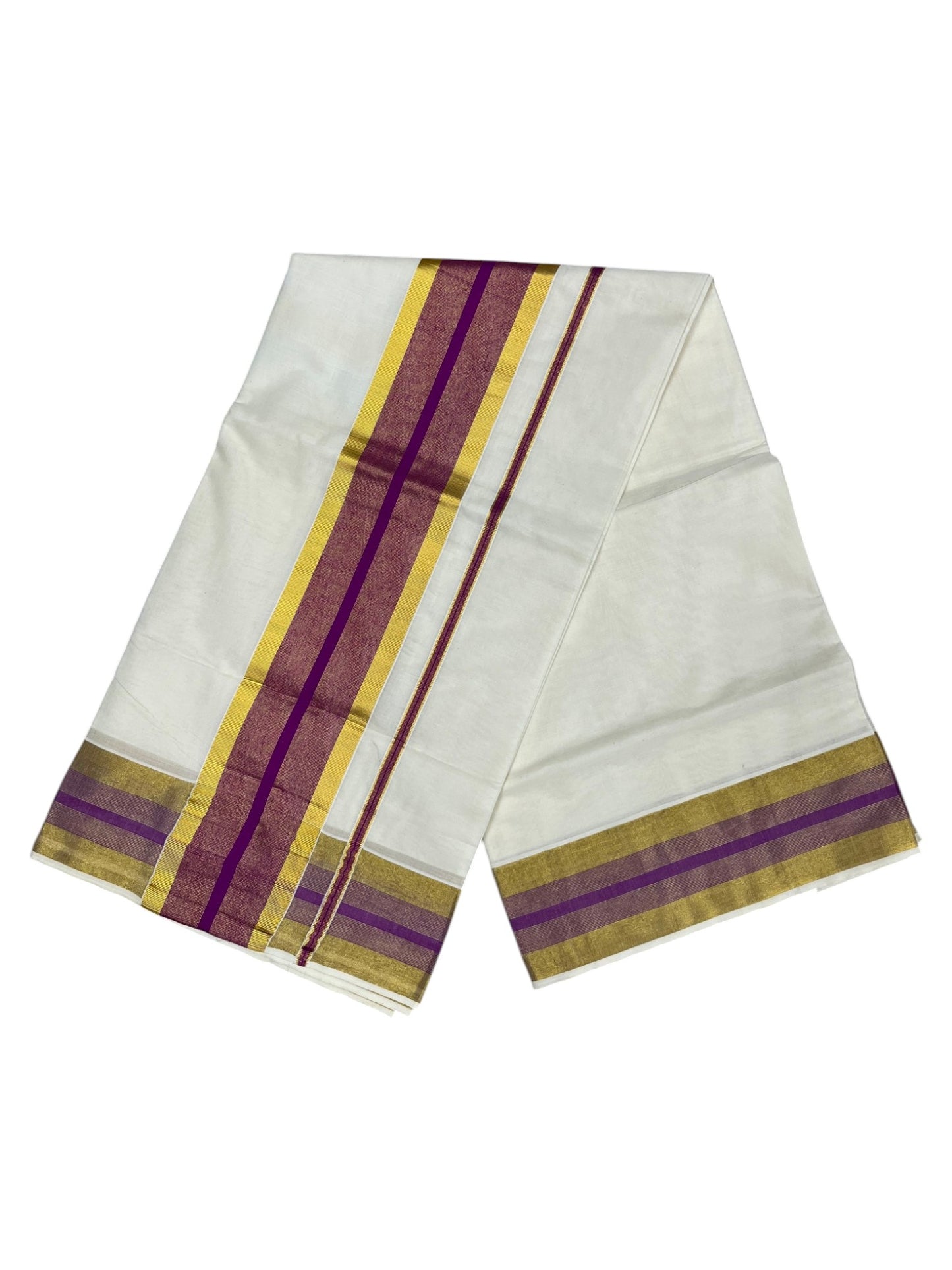 Southloom Kerala Pure Cotton Plain Saree with Kasavu and magenta Border