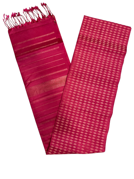 Southloom Pure Handloom Kanchipuram Silk Saree with Korvai Work (Magenta)