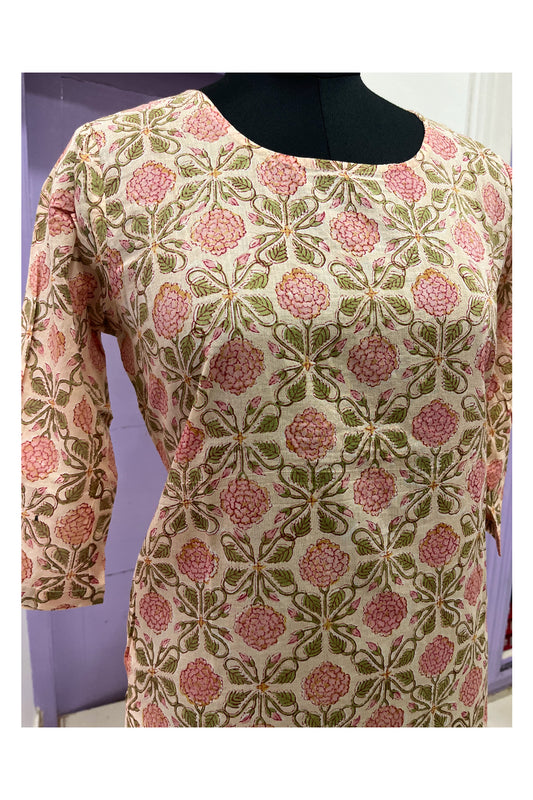 Southloom Cotton Co-Ord Set for Women in Floral Jaipur Hand Block Printed Fabric (Top and Pants)