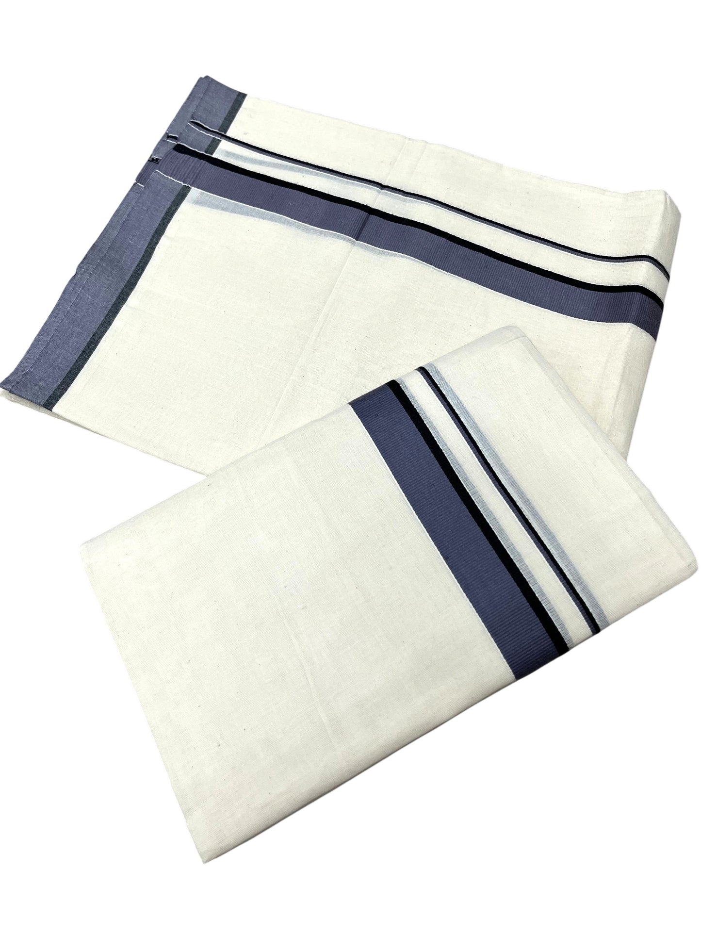 Southloom Pure Cotton Kerala Single Set Mundu (Mundum Neriyathum) Gray Border 2.80 Mtr SL345