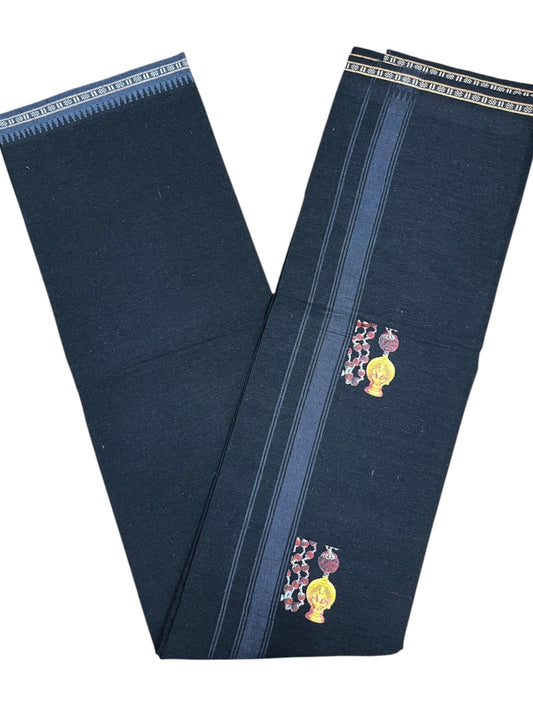Southloom Black Printed Ayyapan Single Mundu / Otta Mundu  (South Indian Kerala Dhoti)