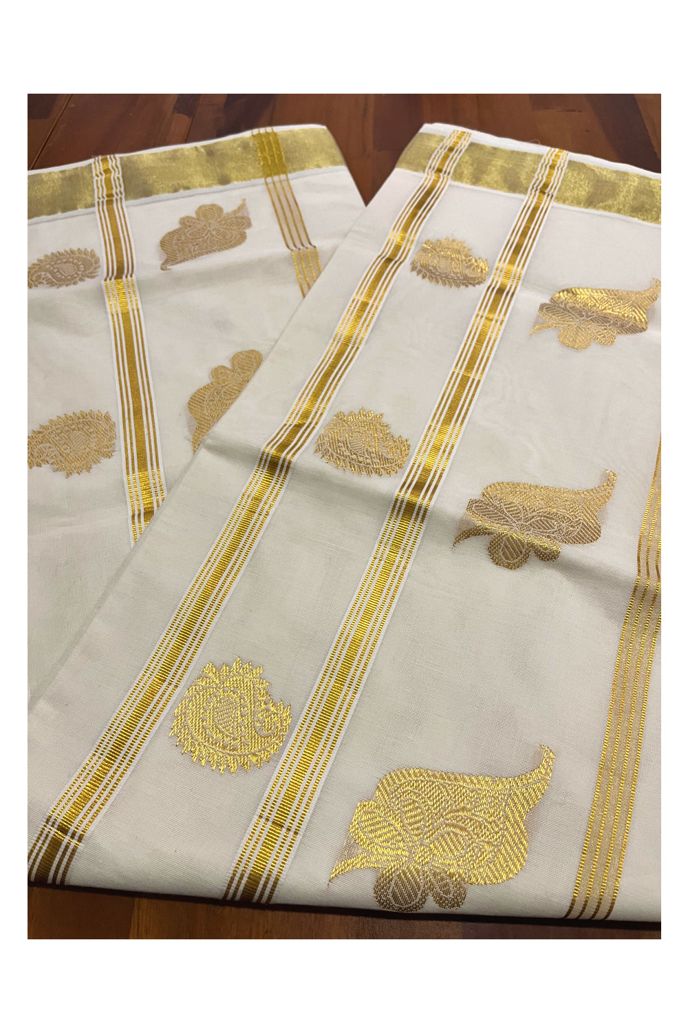 Kerala Kasavu Heavy Woven Design Cotton Saree