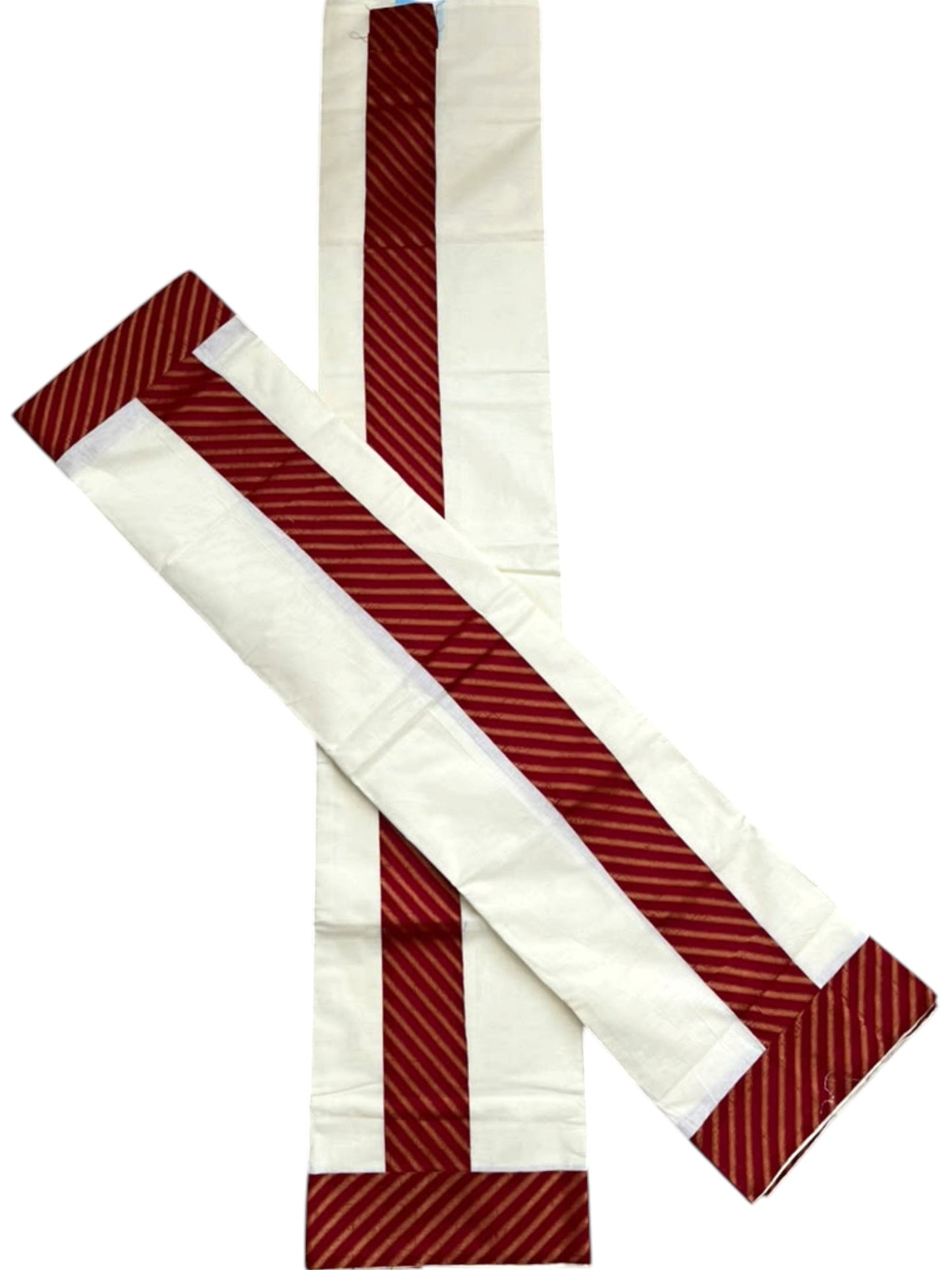 Southloom Pure Cotton Single Set Mundu (Mundum Neriyathum) With Red Border
